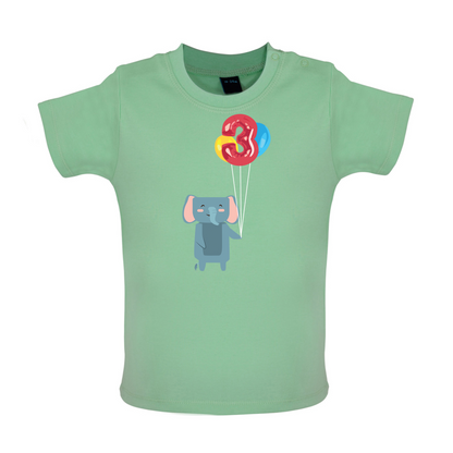3rd Birthday Elephant Baby T Shirt
