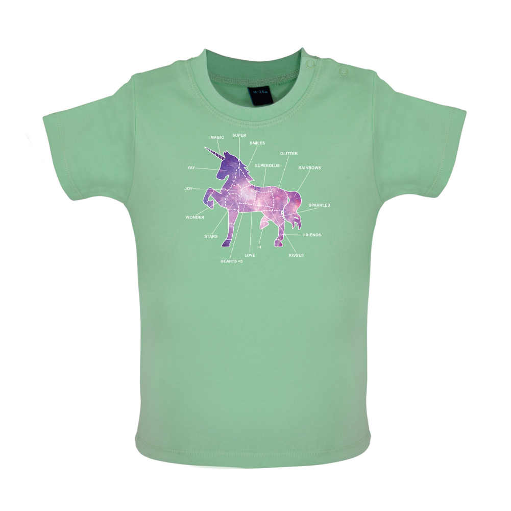 Unicorn Butchers Diagram Baby T Shirt