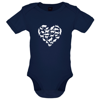 Love Heart Cats Baby T Shirt
