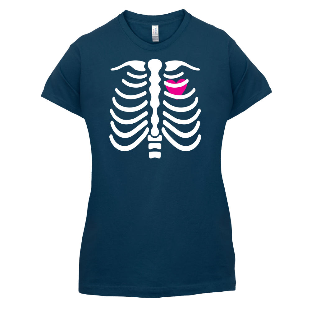 Pink Heart Skeleton T Shirt