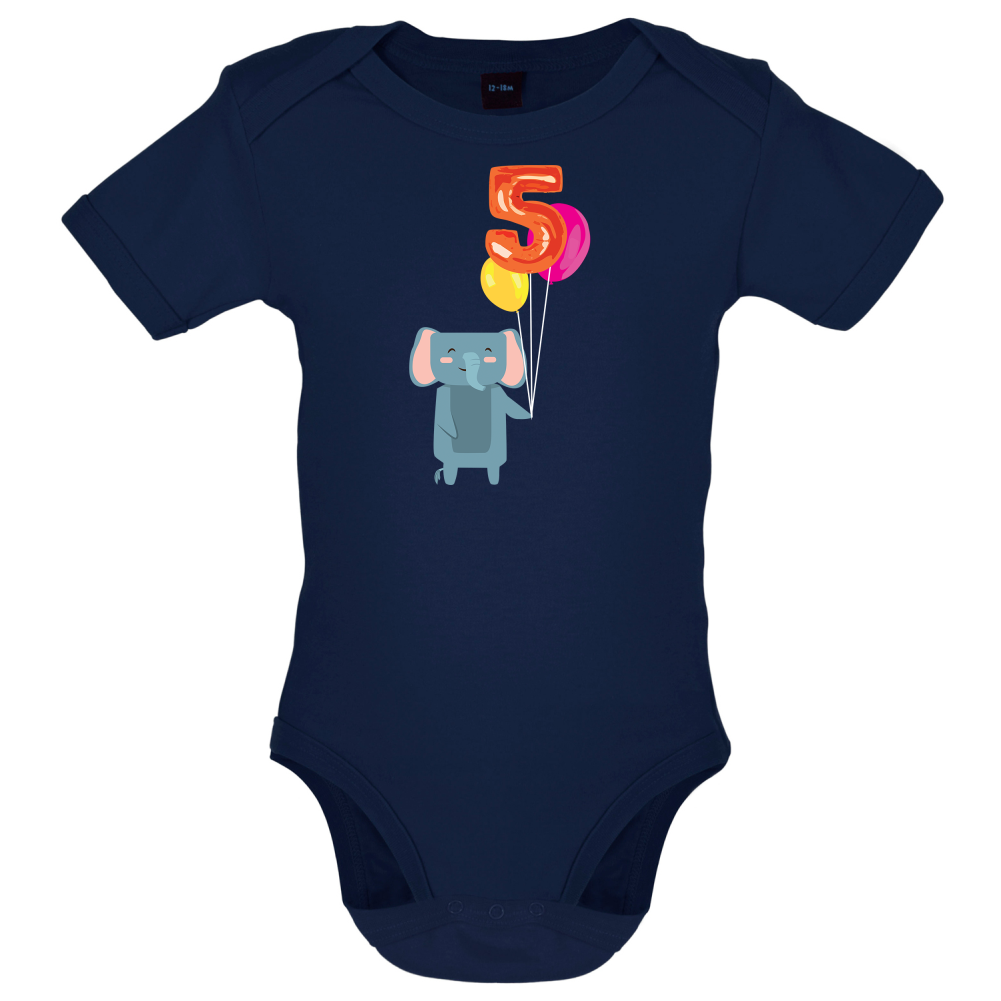 5th Birthday Elephant Baby T Shirt
