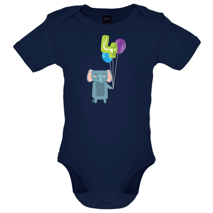 4th Birthday Elephant Baby T Shirt
