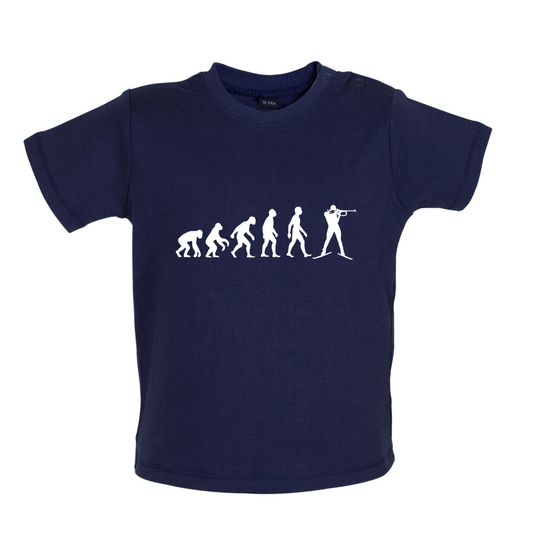 Evolution Of Man Biathlon Baby T Shirt