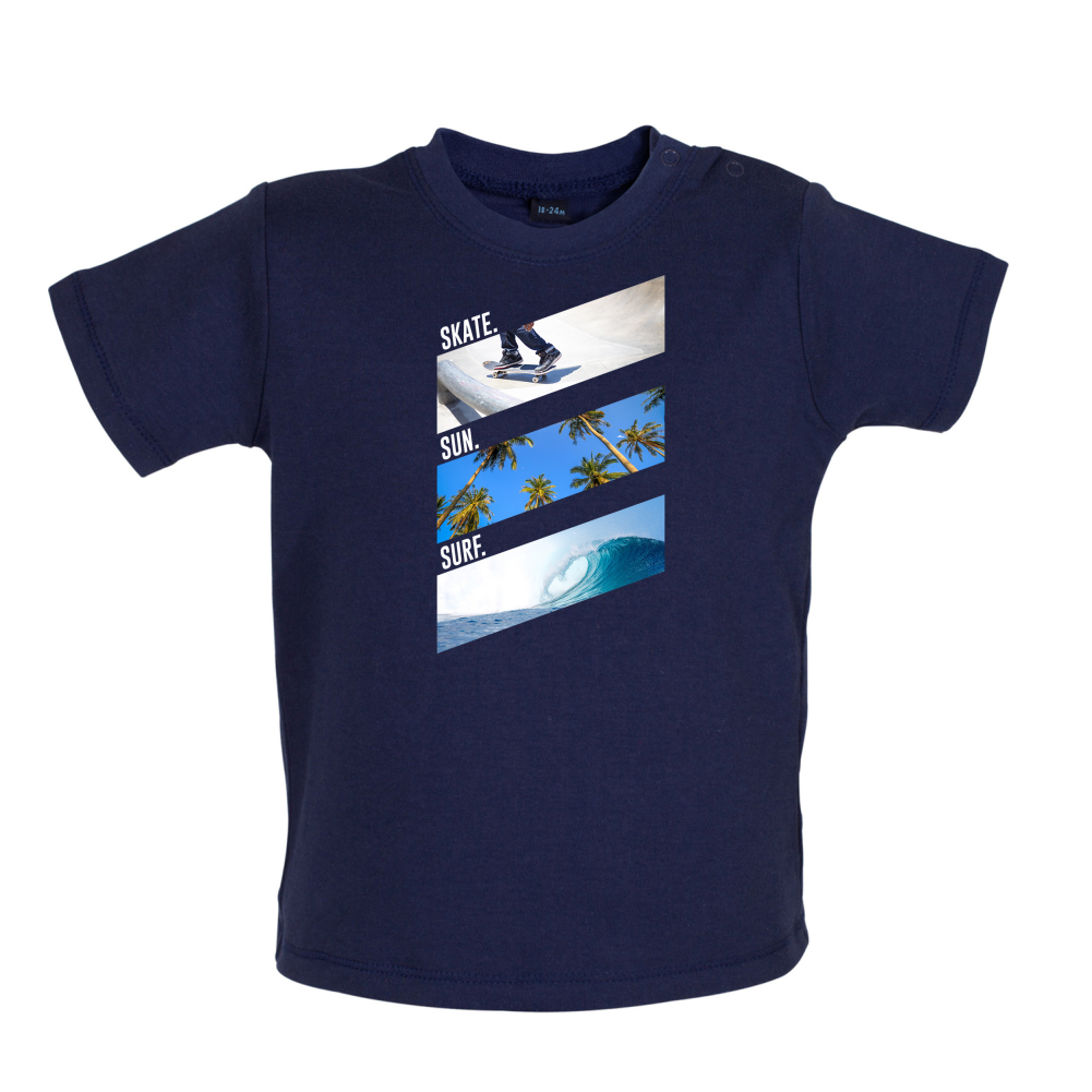 Skate Sun Surf Baby T Shirt