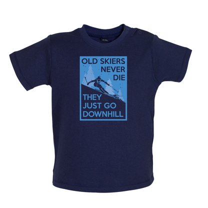 Skiers Go Downhill Baby T Shirt