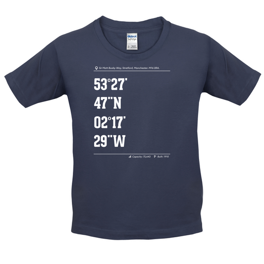 Stadium Coordinates Manchester Red Kids T Shirt
