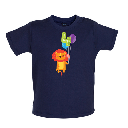 4th Birthday Lion Baby T Shirt