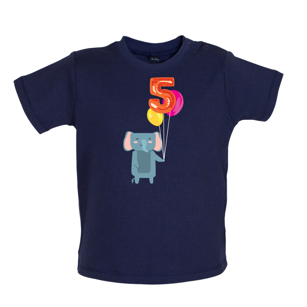 5th Birthday Elephant Baby T Shirt