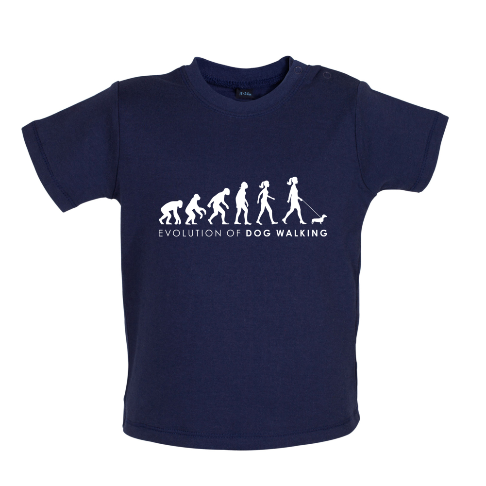 Evolution Of Woman Dog Walking Baby T Shirt