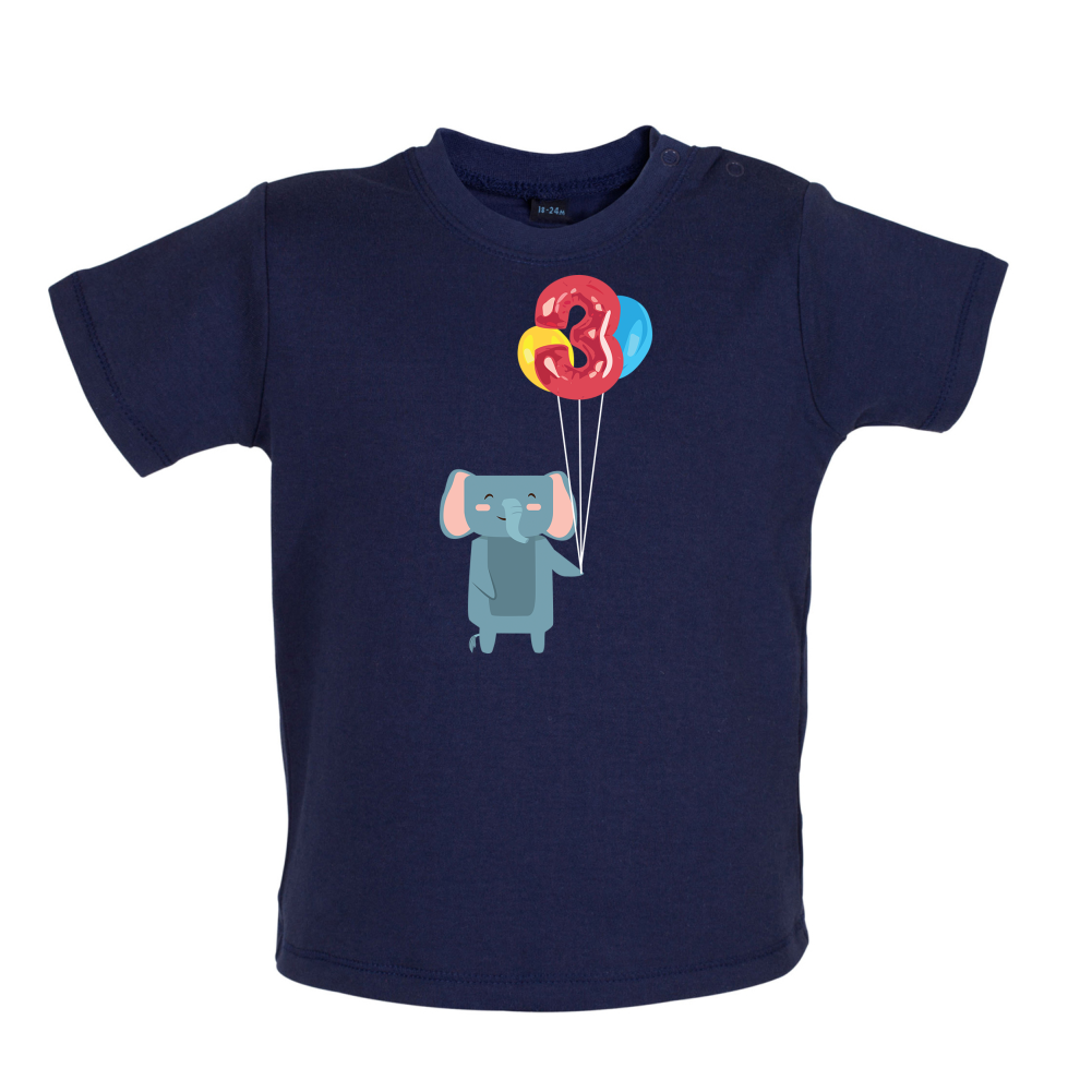 3rd Birthday Elephant Baby T Shirt