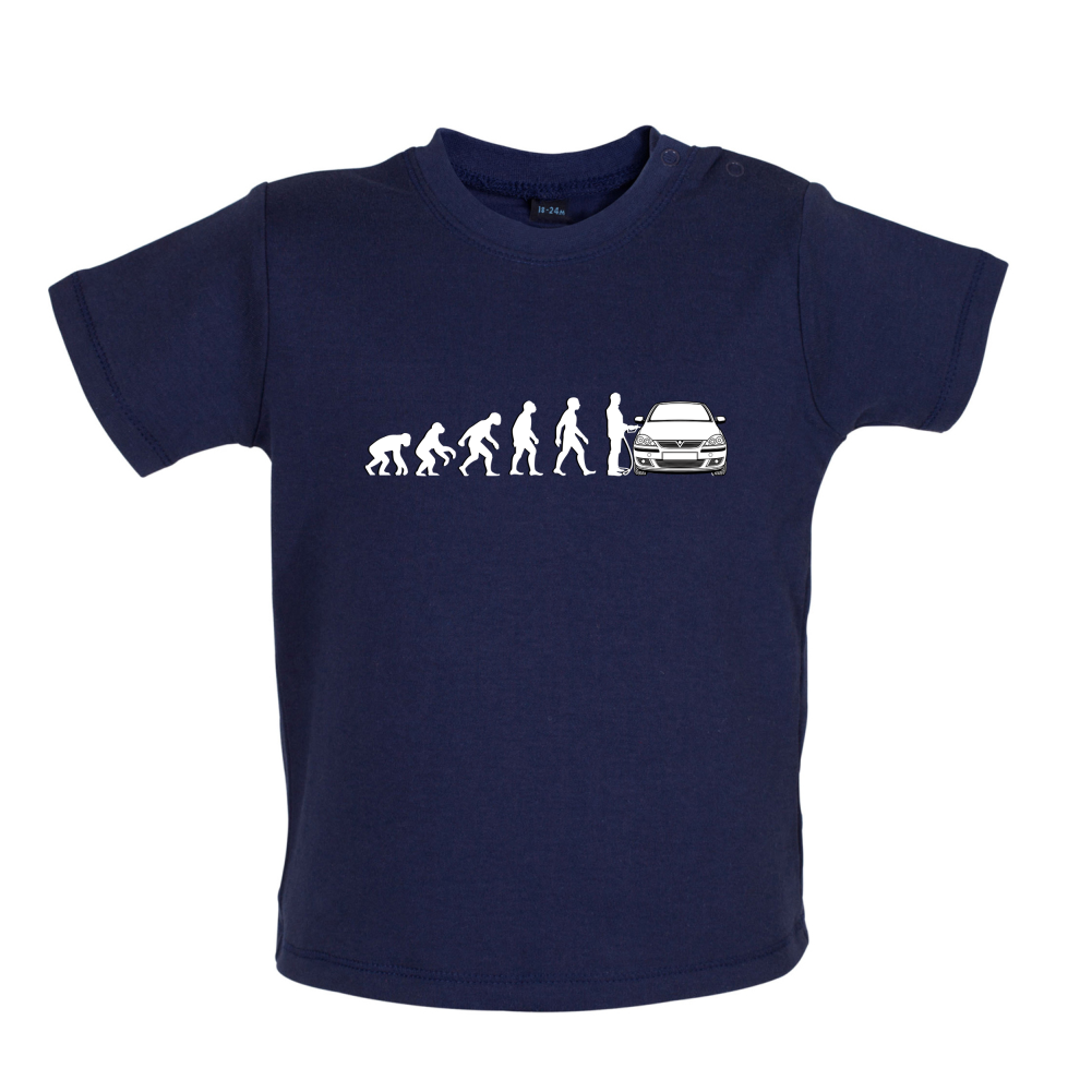 Evolution of Man Corsa Driver Baby T Shirt
