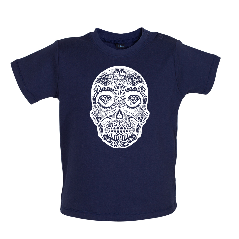 Mexican Sugar Candy Skull Baby T Shirt