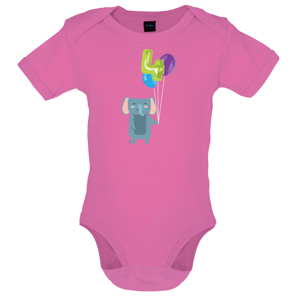 4th Birthday Elephant Baby T Shirt