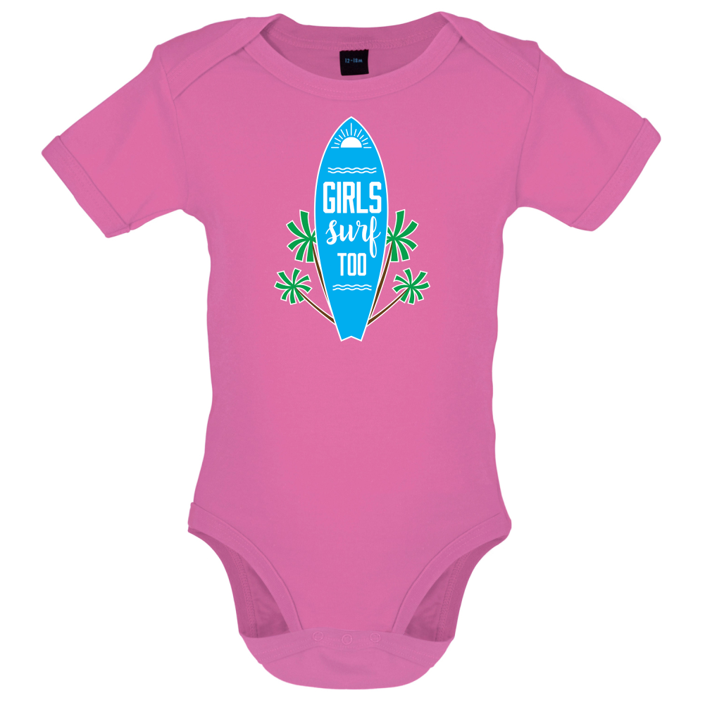 Girls Surf Too Baby T Shirt