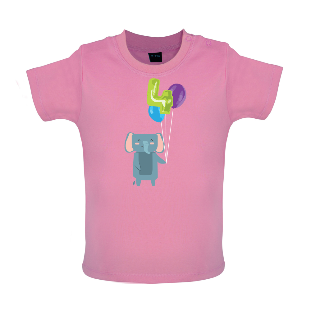 4th Birthday Elephant Baby T Shirt