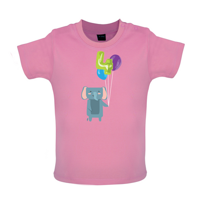 4th Birthday Elephant Baby T Shirt
