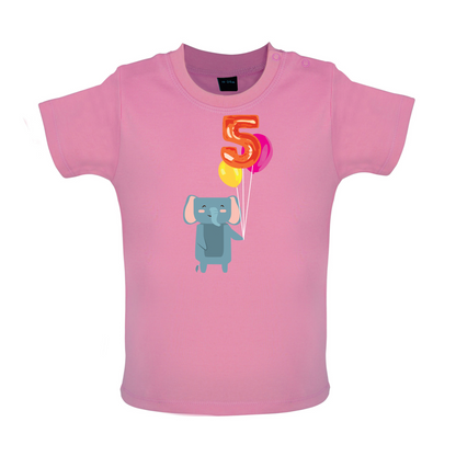 5th Birthday Elephant Baby T Shirt