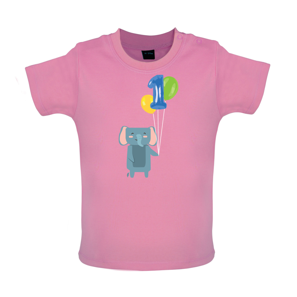1st Birthday Elephant Baby T Shirt