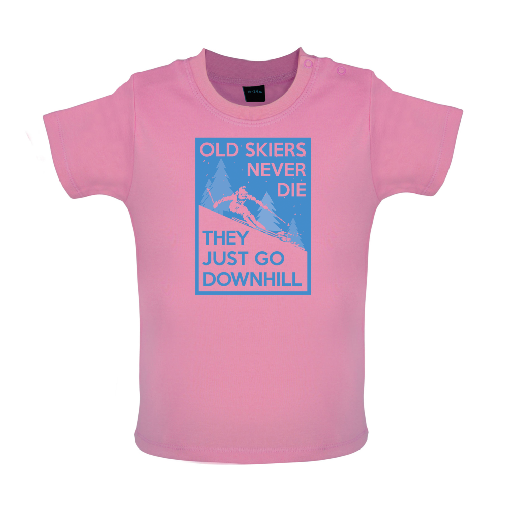 Skiers Go Downhill Baby T Shirt