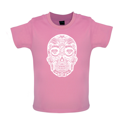 Mexican Sugar Candy Skull Baby T Shirt
