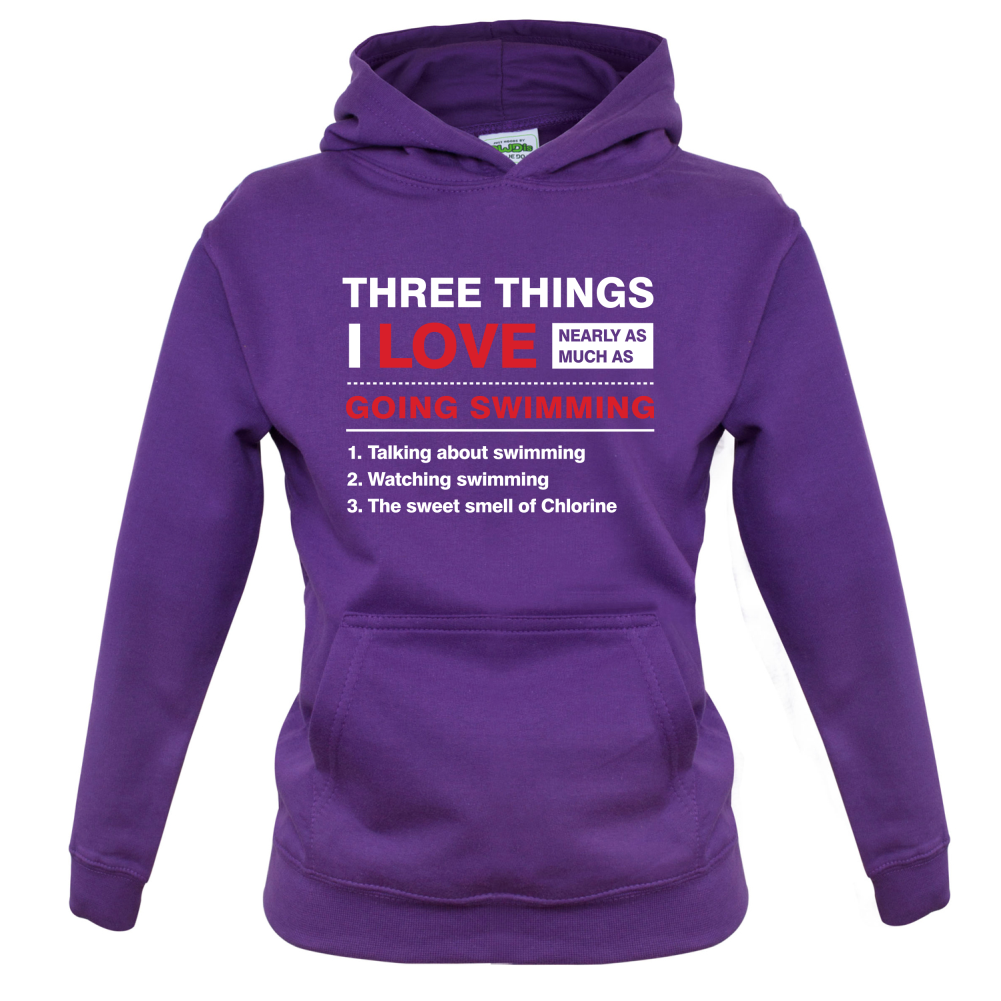Three Things I Love Nearly As Much As Swimming Kids T Shirt