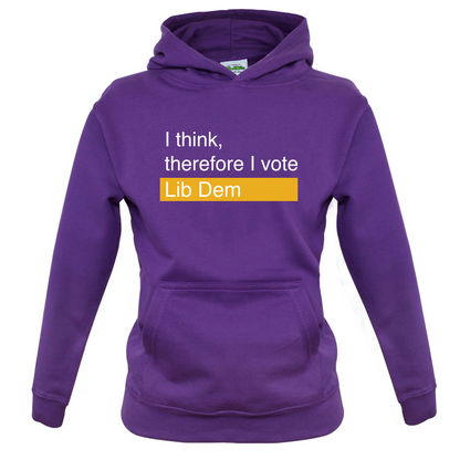 I think, therefore I vote Lib Dem Kids T Shirt