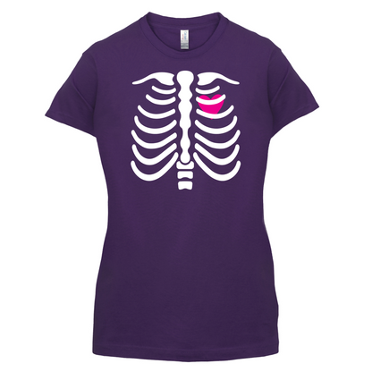 Pink Heart Skeleton T Shirt