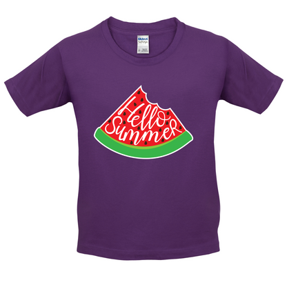 Hello Summer Watermelon Kids T Shirt