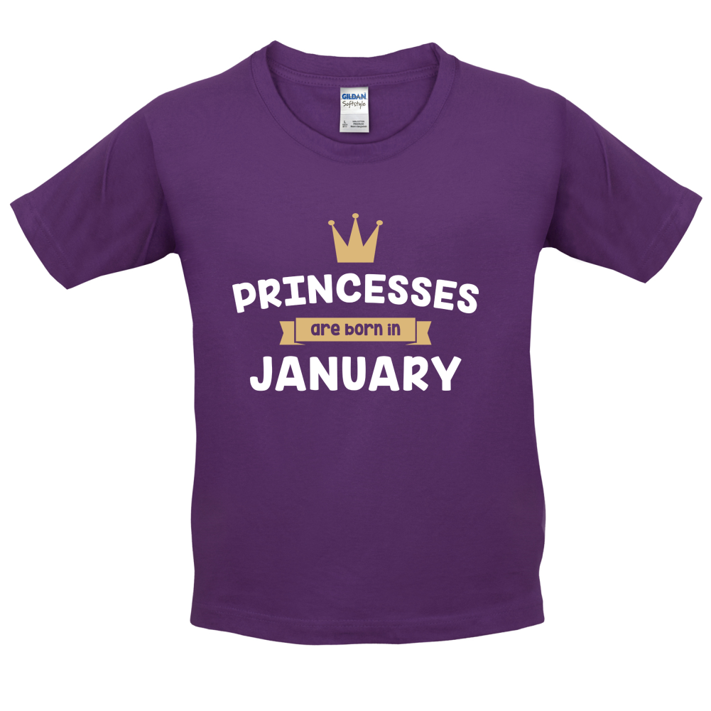 Princesses Are Born In January Kids T Shirt
