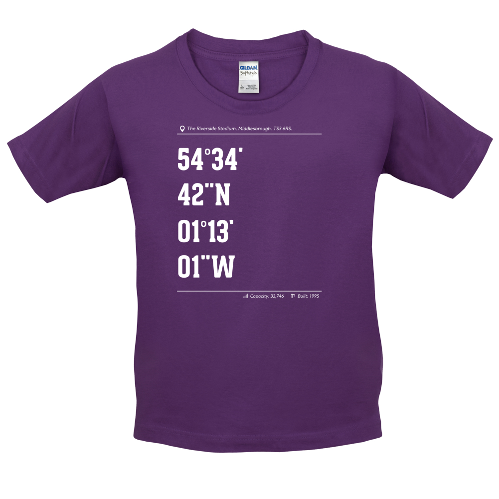 Stadium Coordinates Middlesborough Kids T Shirt
