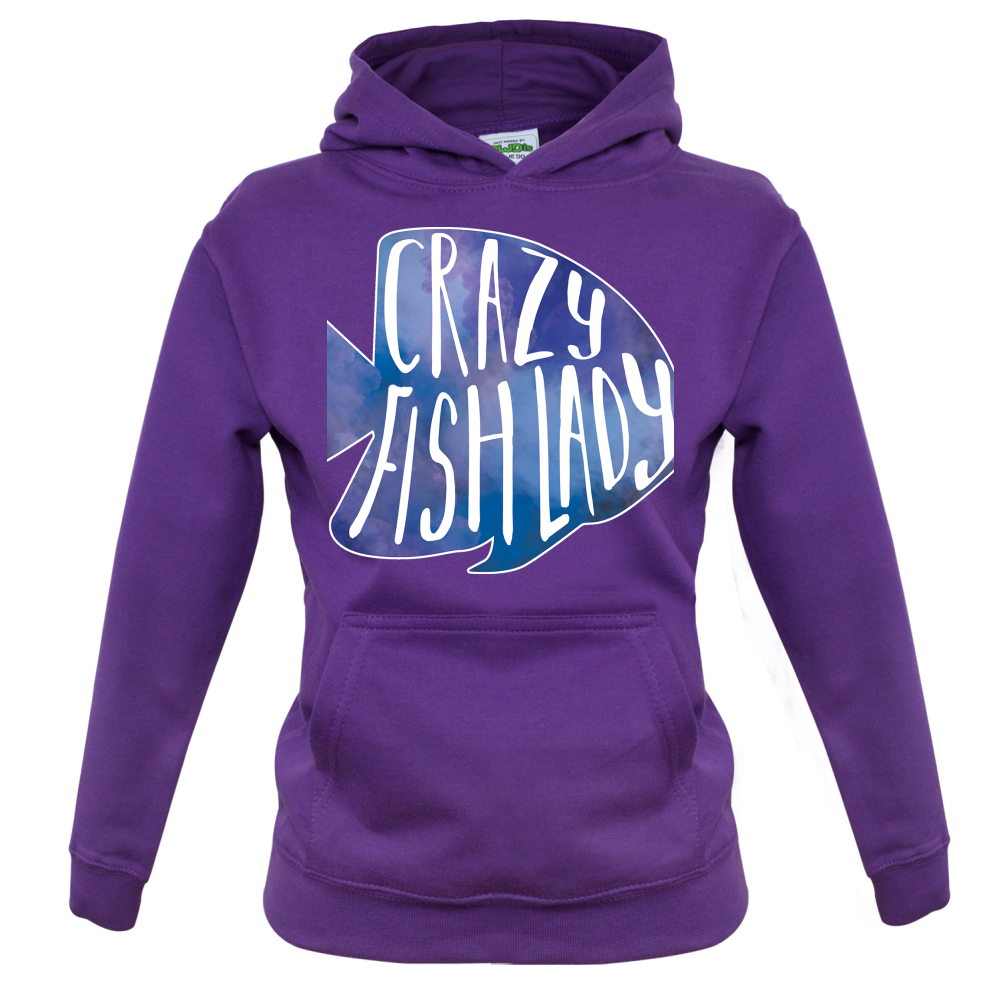 Crazy Fish Lady Kids T Shirt