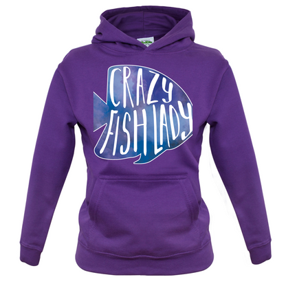 Crazy Fish Lady Kids T Shirt
