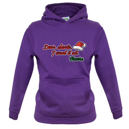 Santa I Want It All Kids T Shirt