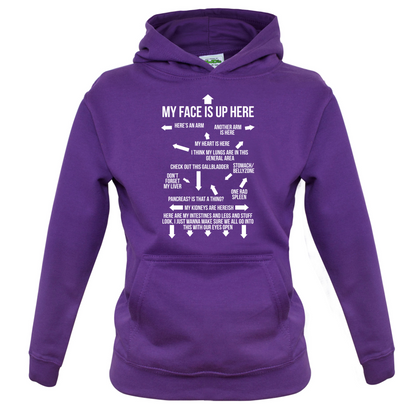 My Face Is Up Here Kids T Shirt