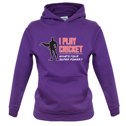 I Play Cricket What's Your Super Power MALE Design Kids T Shirt