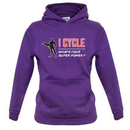 I Cycle What's Your Super Power MALE Design Kids T Shirt