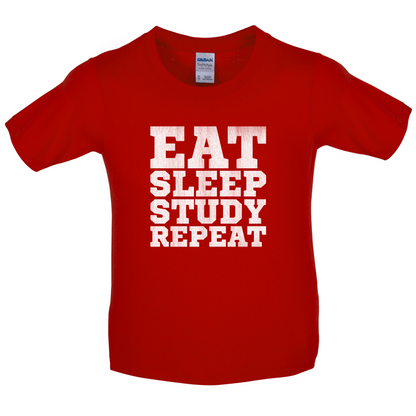 Eat Sleep Study Repeat Kids T Shirt