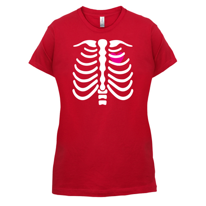 Pink Heart Skeleton T Shirt