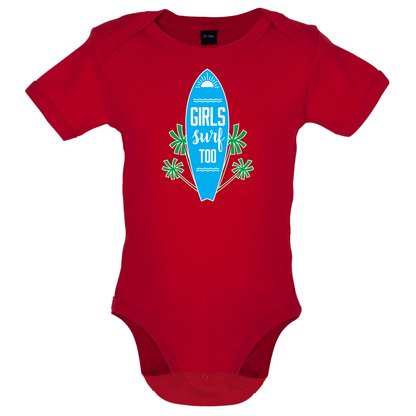Girls Surf Too Baby T Shirt