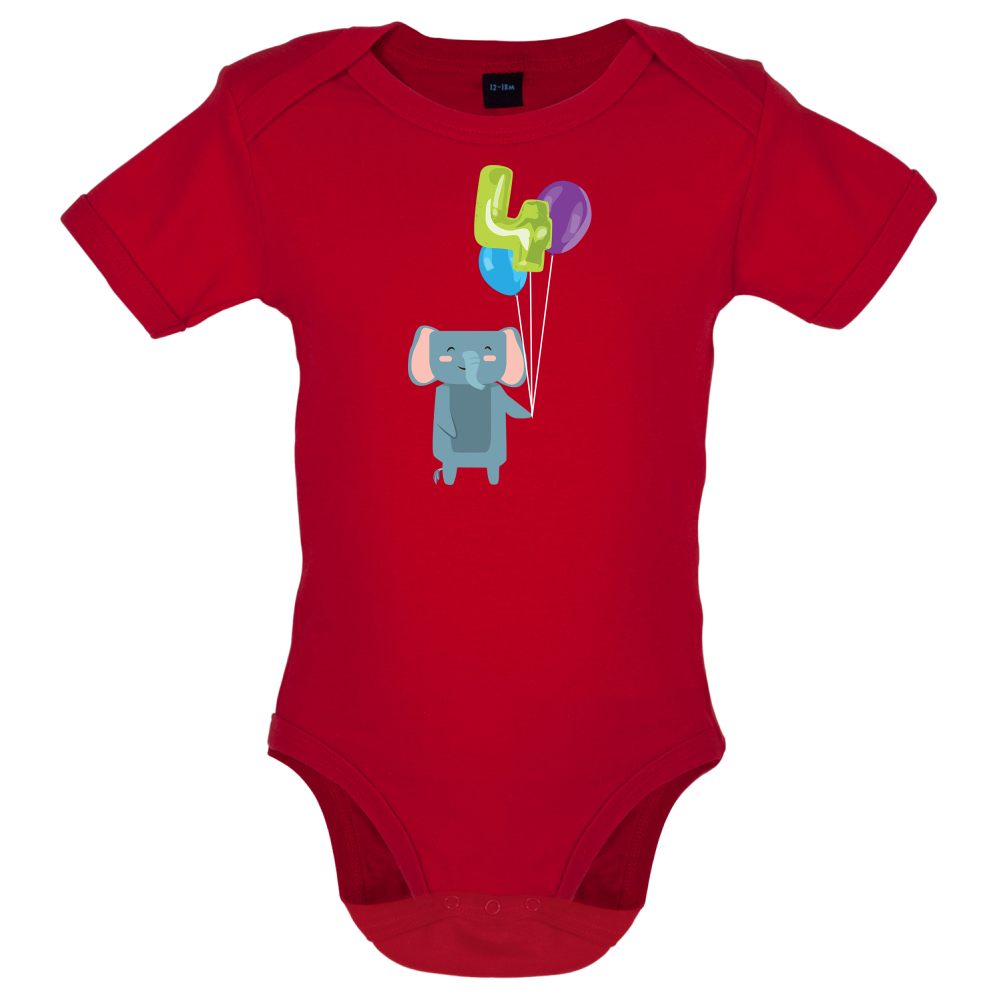 4th Birthday Elephant Baby T Shirt