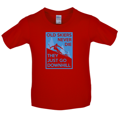 Skiers Go Downhill Kids T Shirt