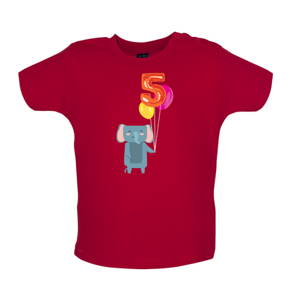 5th Birthday Elephant Baby T Shirt