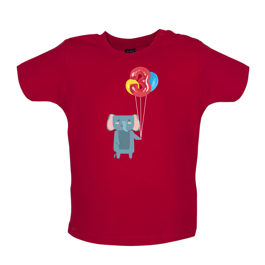 3rd Birthday Elephant Baby T Shirt