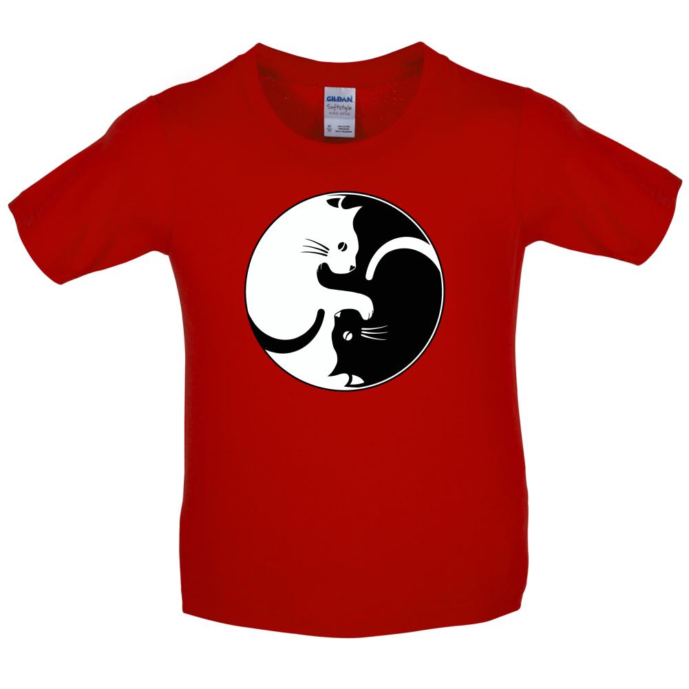 Yin Yang Cat Kids T Shirt