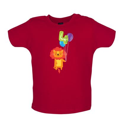 4th Birthday Lion Baby T Shirt