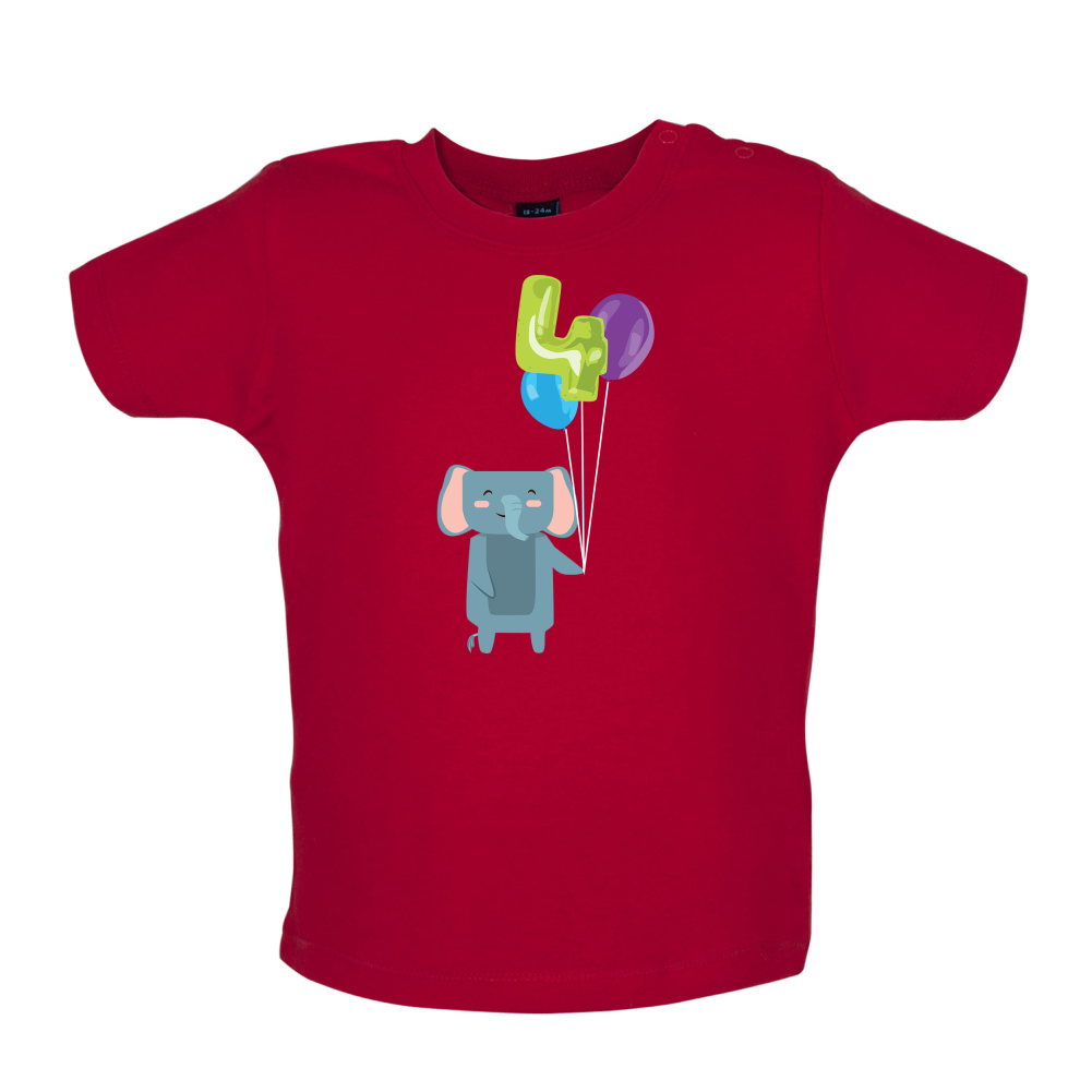 4th Birthday Elephant Baby T Shirt
