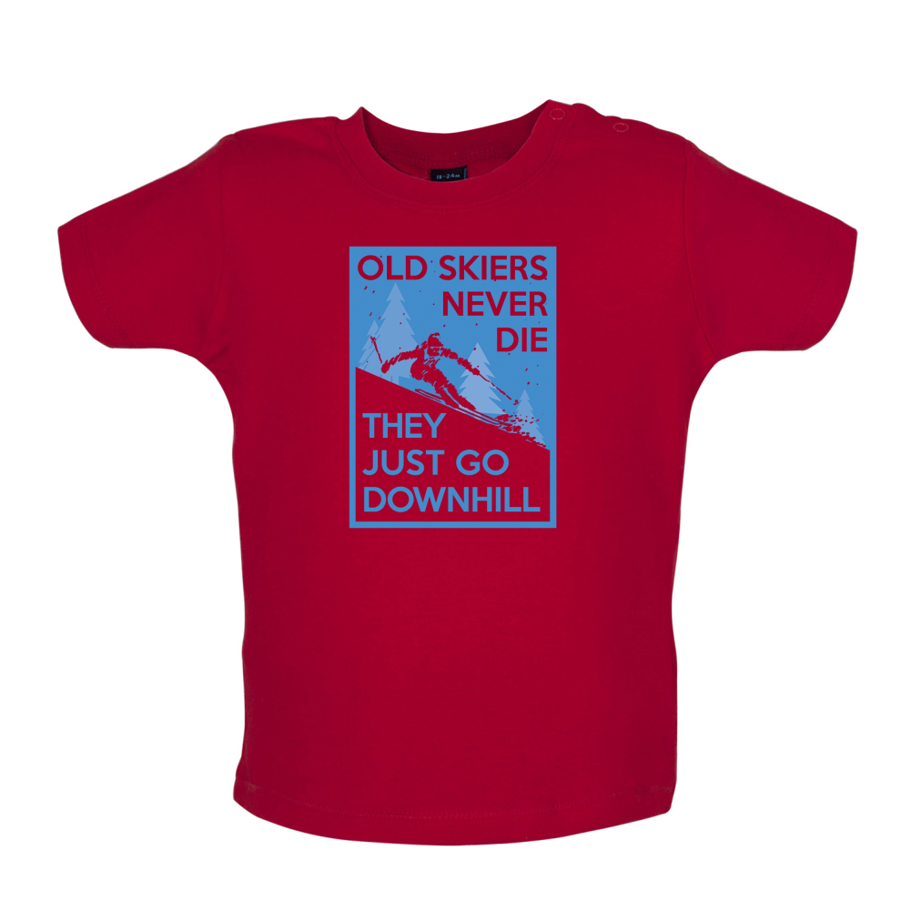 Skiers Go Downhill Baby T Shirt