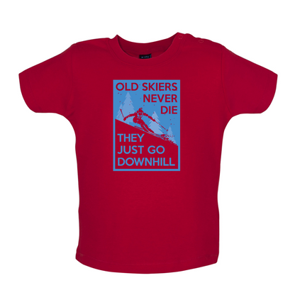 Skiers Go Downhill Baby T Shirt