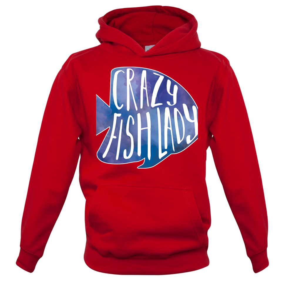 Crazy Fish Lady Kids T Shirt