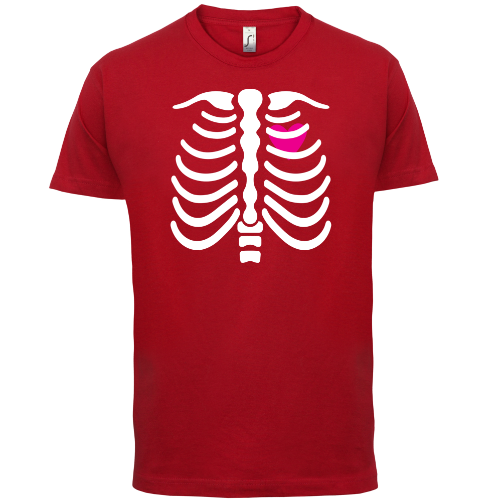 Pink Heart Skeleton T Shirt